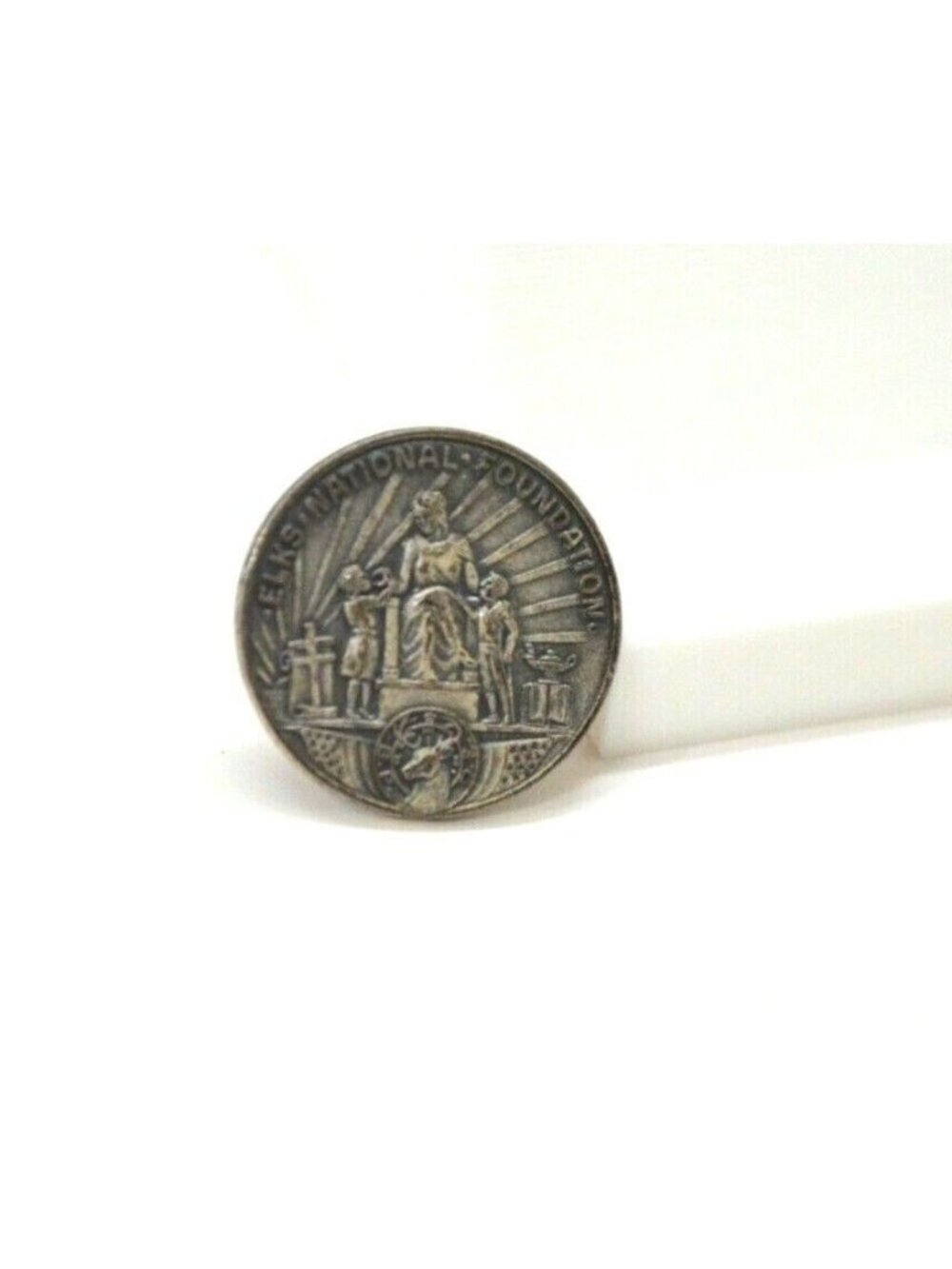 Elks National Foundation Pin Pewter Tone BPOE Badge Lapel Hat Bag Vintage Order